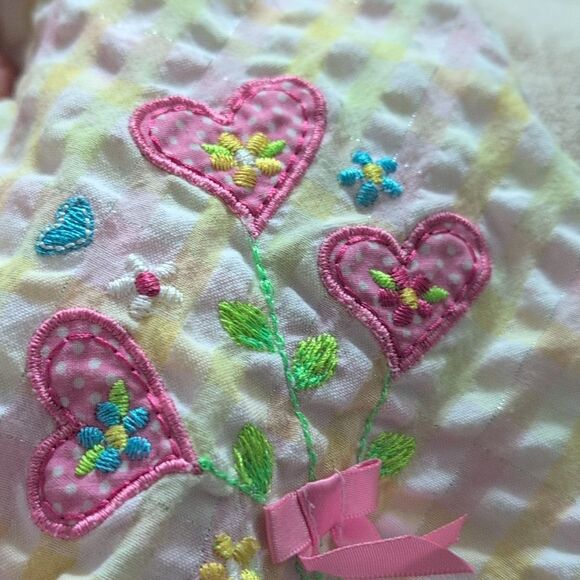 Vintage Infant Youngland Pink Yellow Seersucker Floral Summer‎ Dress - Picture 5 of 6